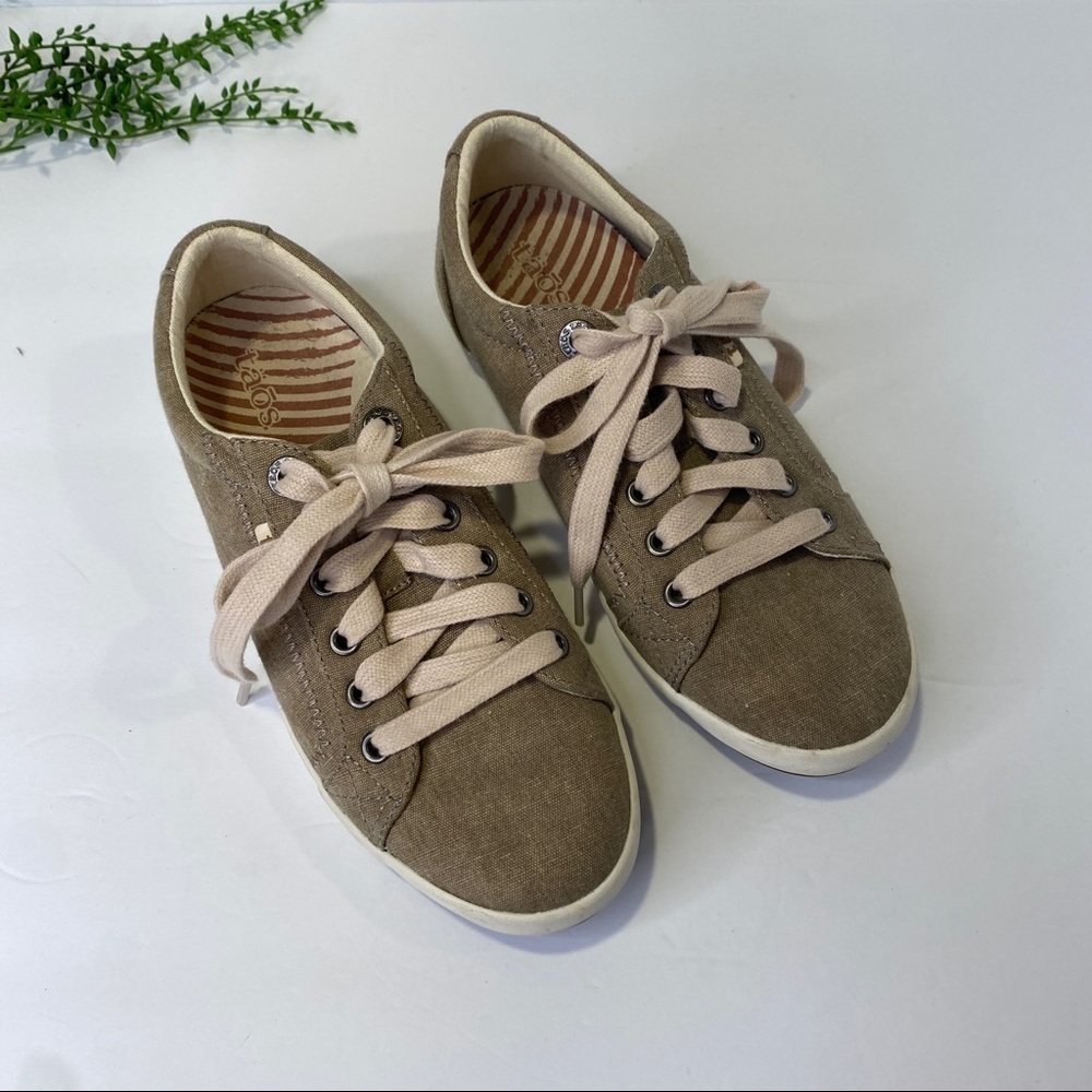 Taos Footwear Khaki Wash Canvas Star Sneakers Size 6-6.5M Lace Up Comfort Shoe - Picture 2 of 10